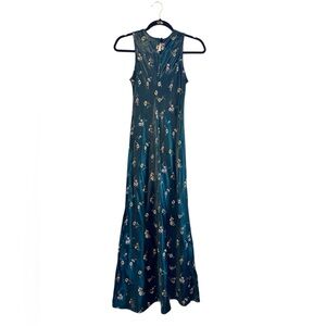 “Breakin’ Loose Green Floral Maxi Dress”